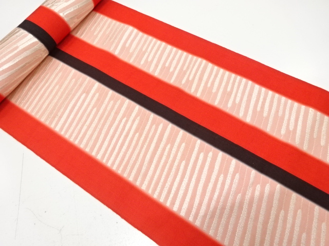 JAPANESE KIMONO / ANTIQUE BOLT FOR HASSUN OBI / WOVEN STRIPE